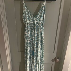 Elegant Teal Floral Maxi Dress